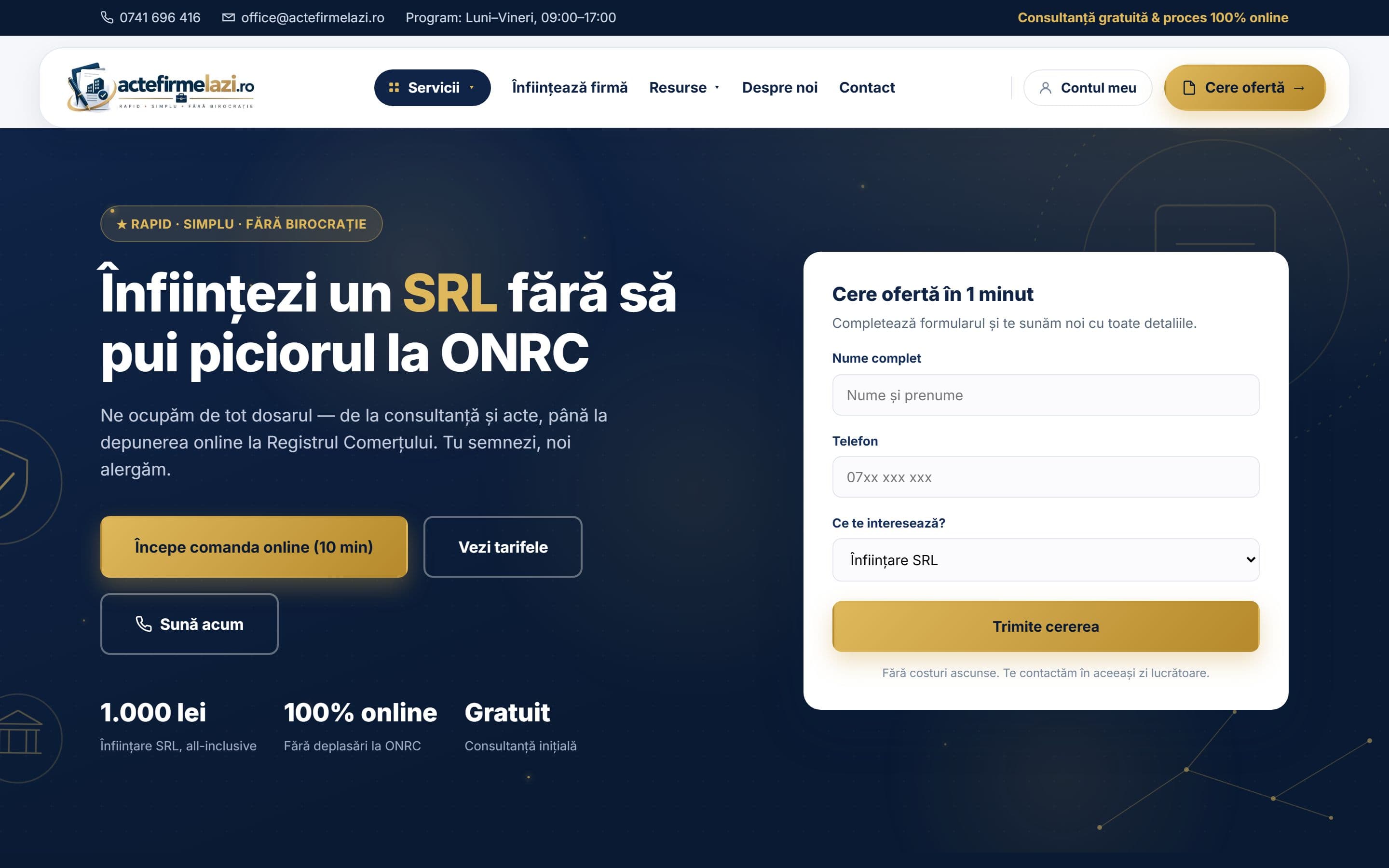 ActeFirmeLazi.ro — pagina principală