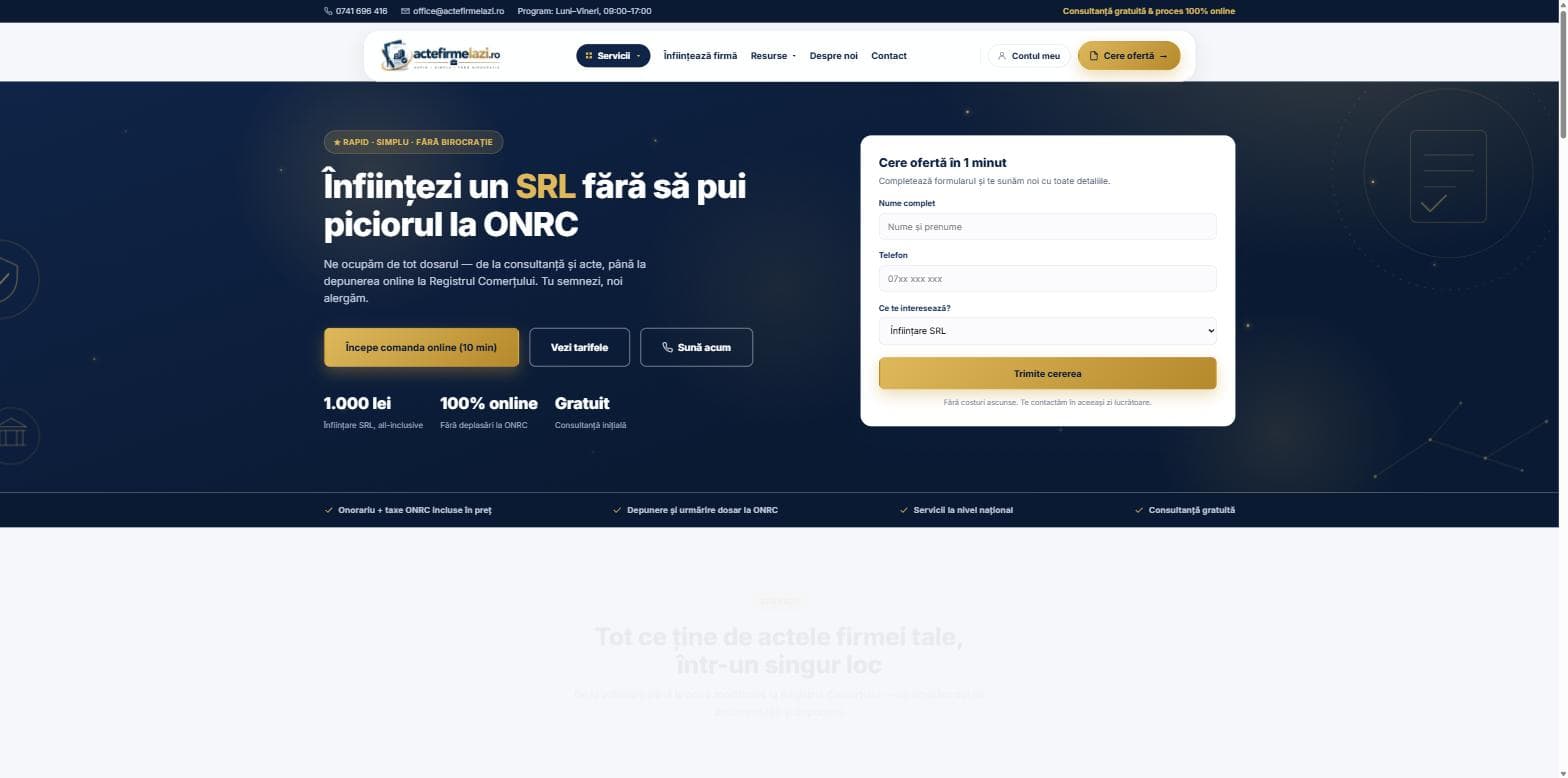 Captură de ecran — ActeFirmeLazi.ro
